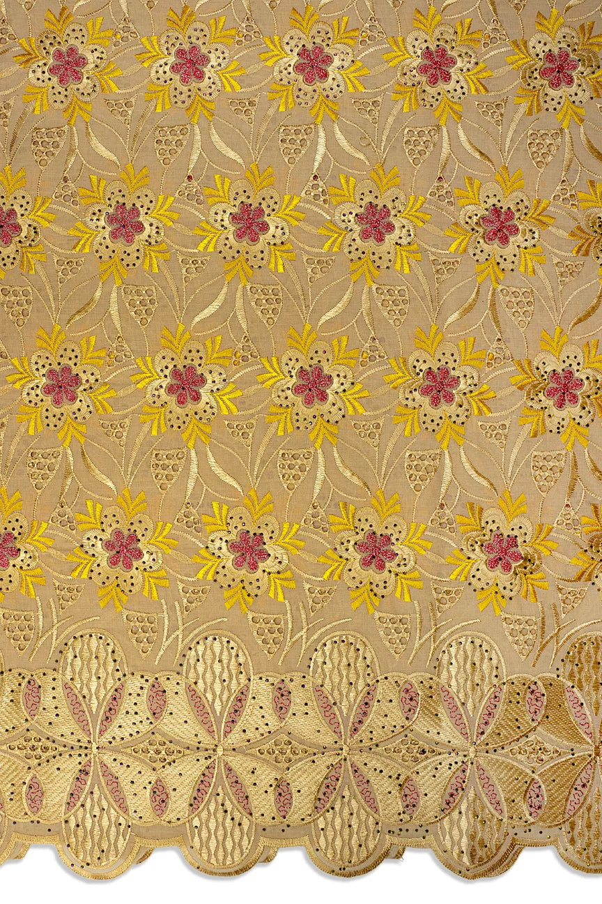 Voile Lace in Beige, Yellow-Gold & Pink - VL642