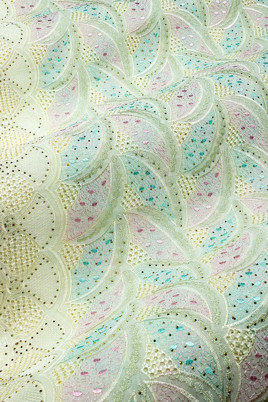 Voile Lace in Mint & Pink - VL663