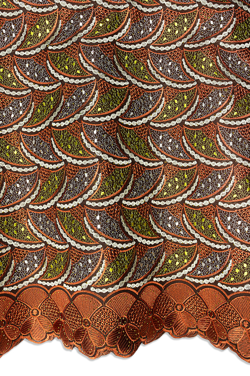 Voile Lace in Chocolate Brown & Gold - VL664