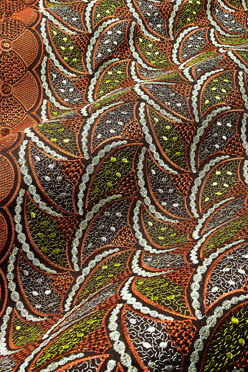 Voile Lace in Chocolate Brown & Gold - VL664