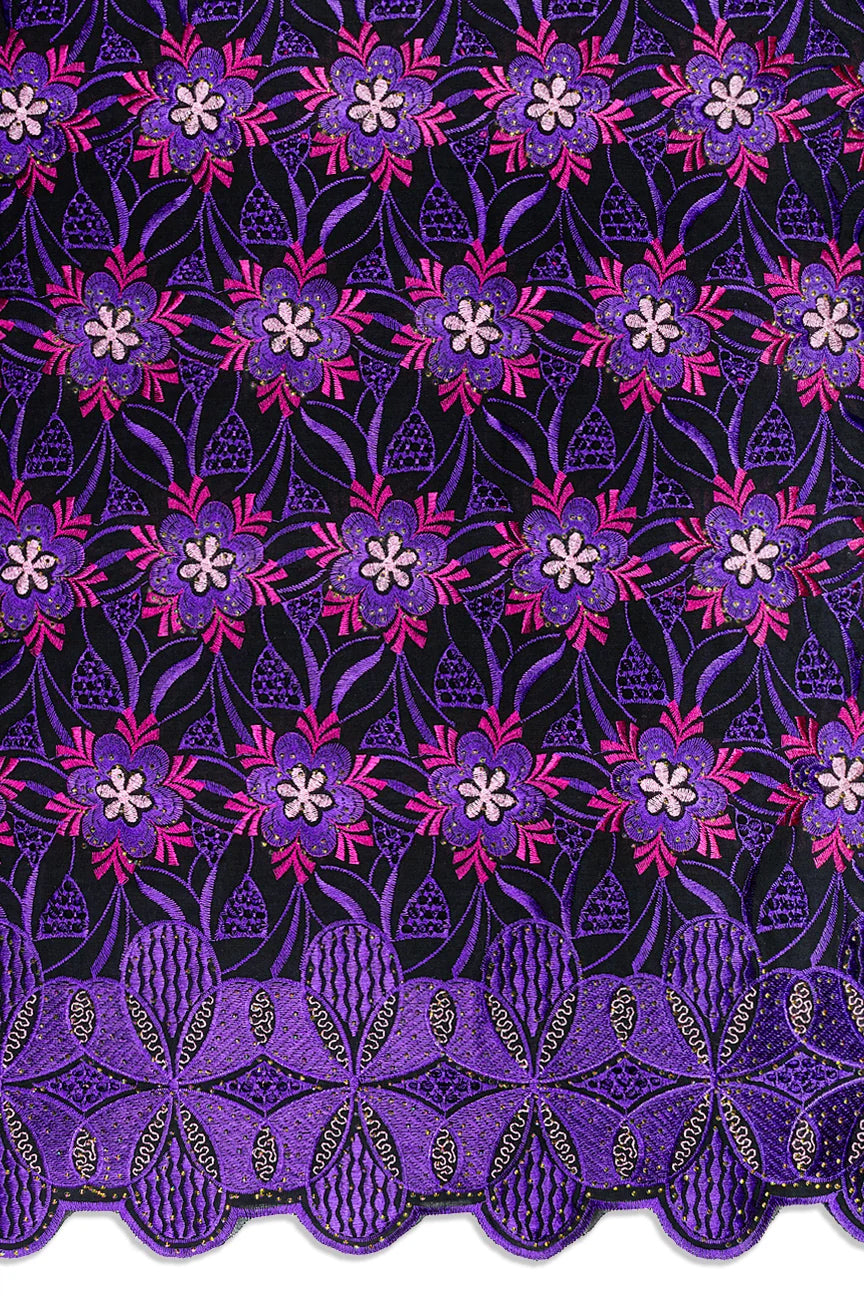 Voile Lace in Black, Purple & Fuchsia - VL649
