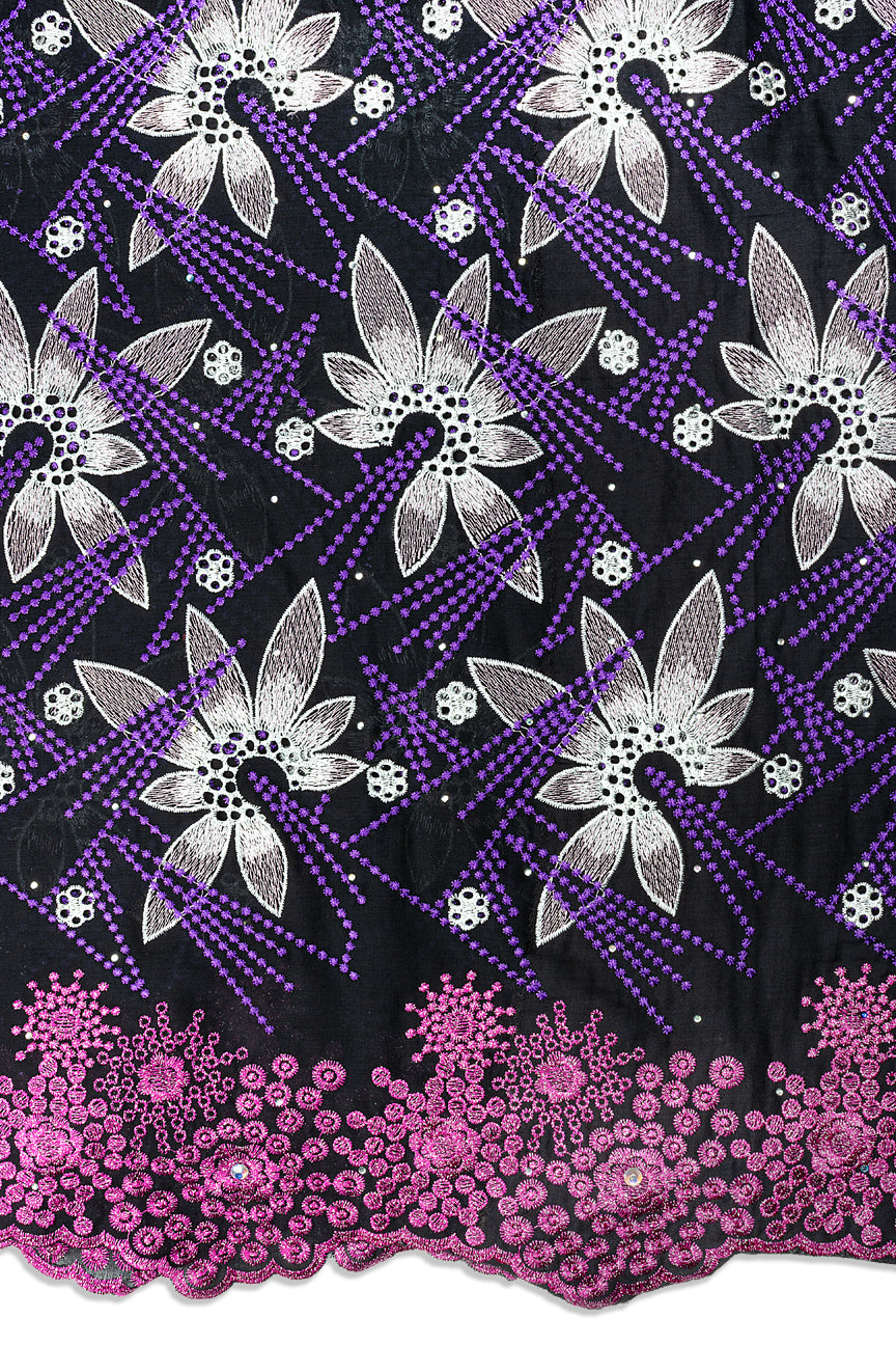 Voile Lace in Black, Purple & Pink - VL719