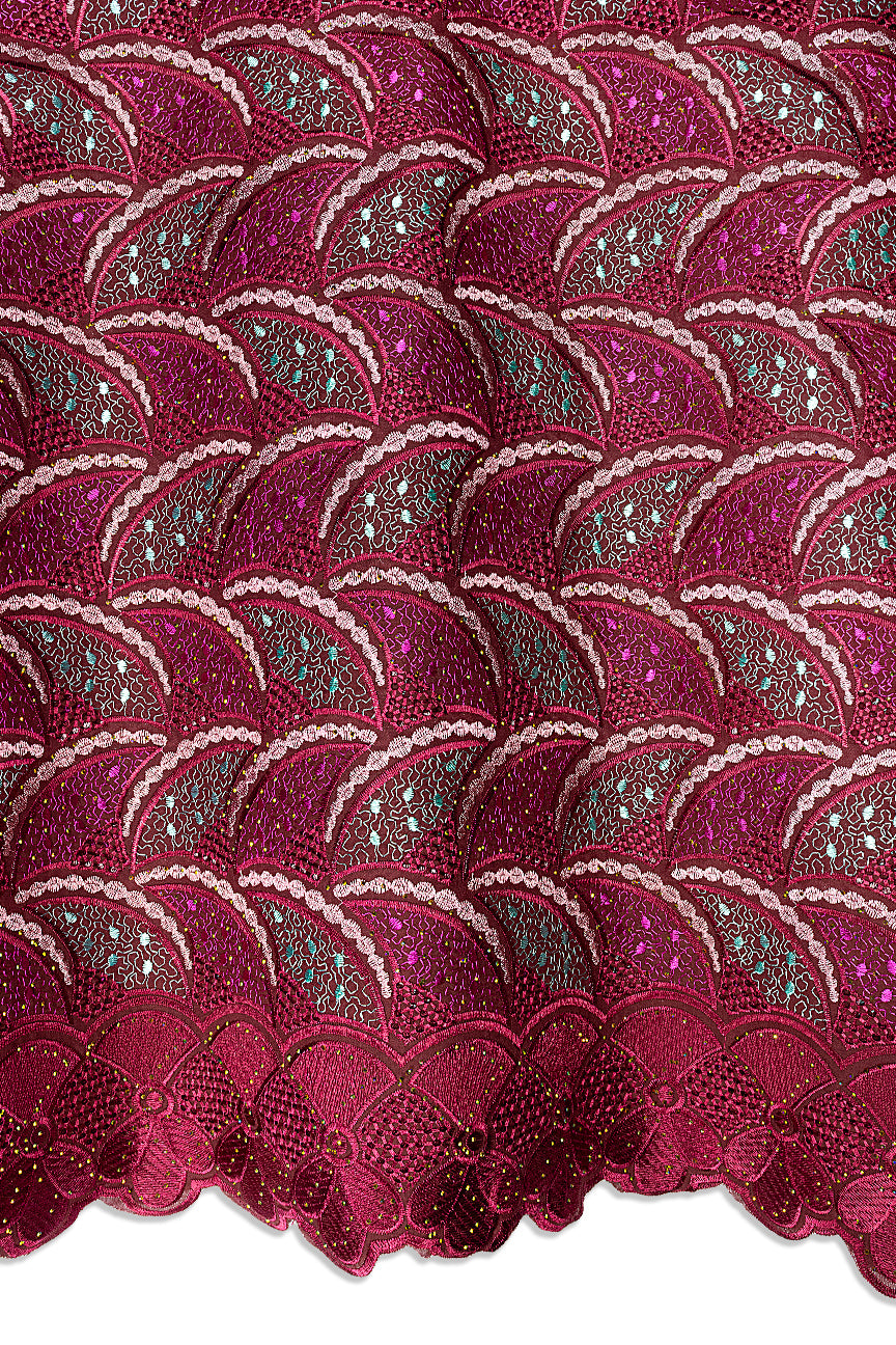 Voile Lace in Red & Turquoise - VL669