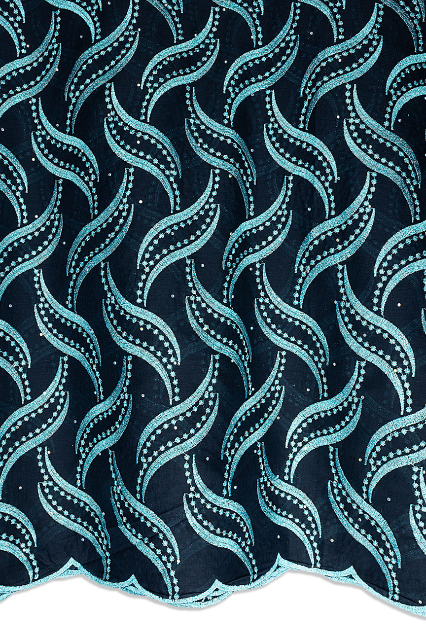Voile Lace in Black & Aqua - VL651