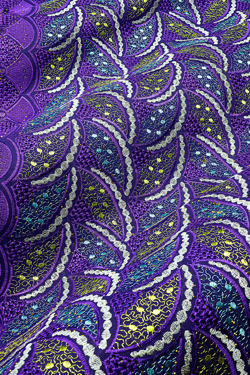 Voile Lace in Purple, Luime & Turquoise - VL670