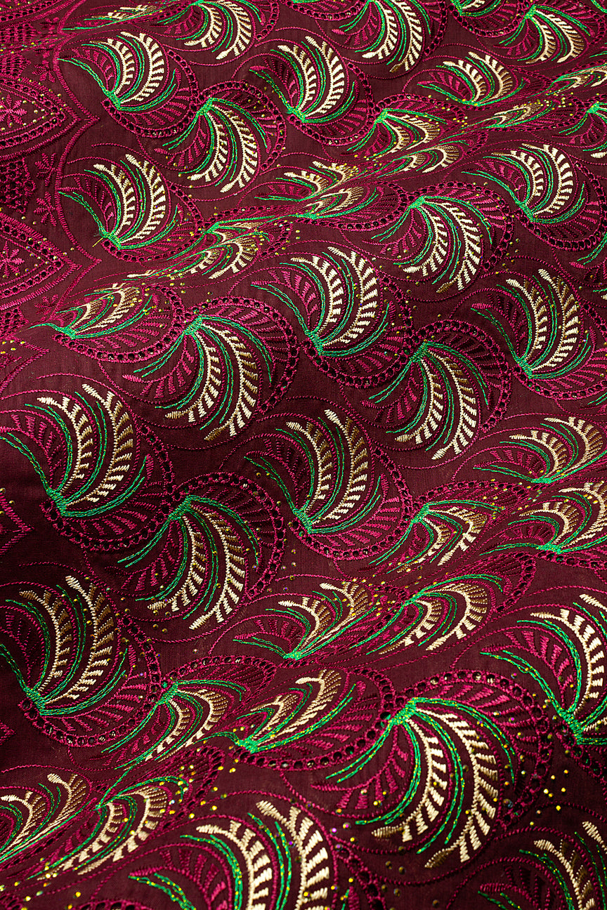 Voile Lace in Wine & Gold - VL671