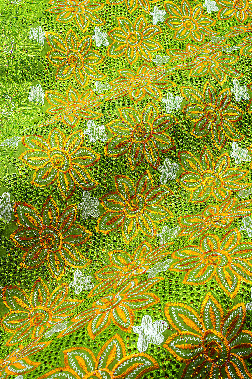 Voile Lace in Lime & Gold - VL673