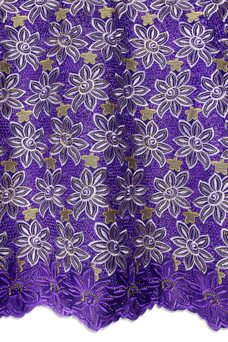Voile Lace in Purple & White - VL675
