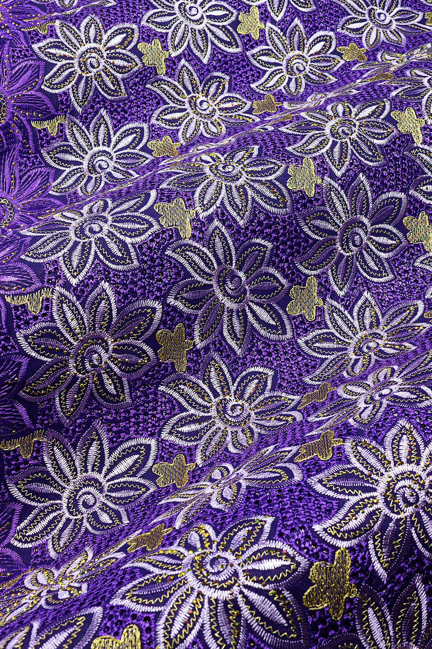 Voile Lace in Purple & White - VL675