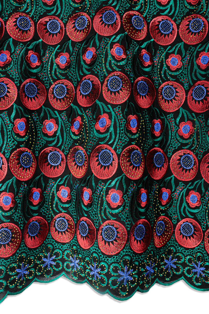 Voile Lace in Black, Red, Teal & Blue - VL632