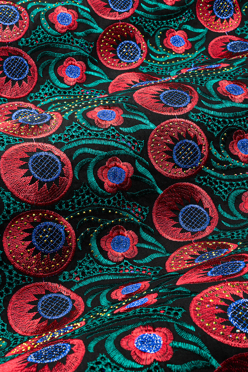 Voile Lace in Black, Red, Teal & Blue - VL632
