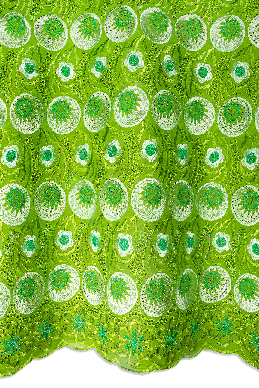 Voile Lace in Olive Green, Ivory & Sea Green - VL633