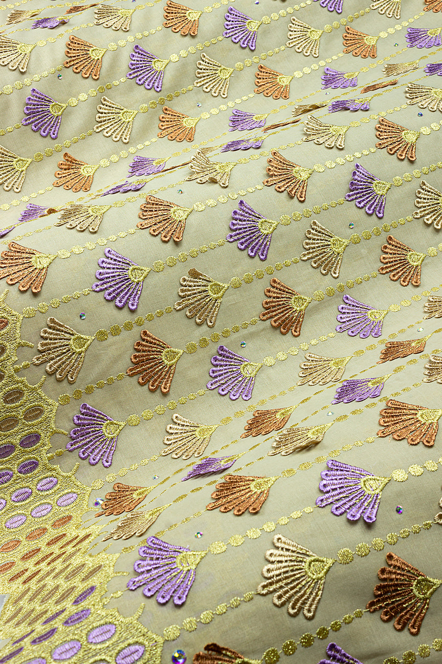 Voile Lace in Cream & Lavender - VL680