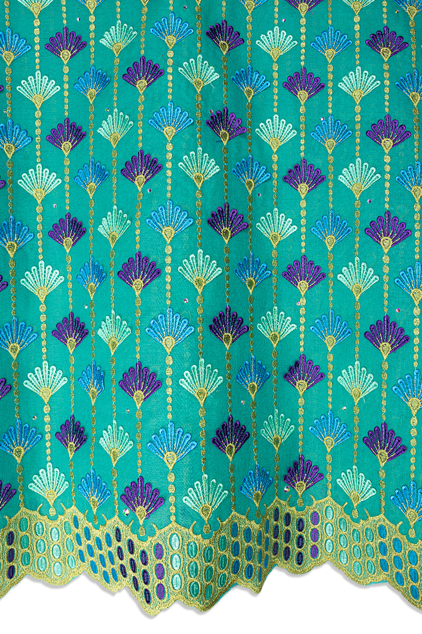 Voile Lace in Aqua, Purple & Gold - VL681
