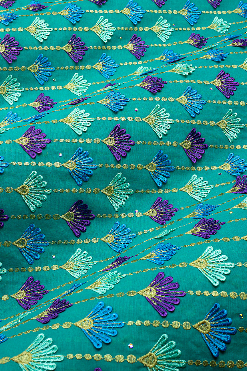 Voile Lace in Aqua, Purple & Gold - VL681