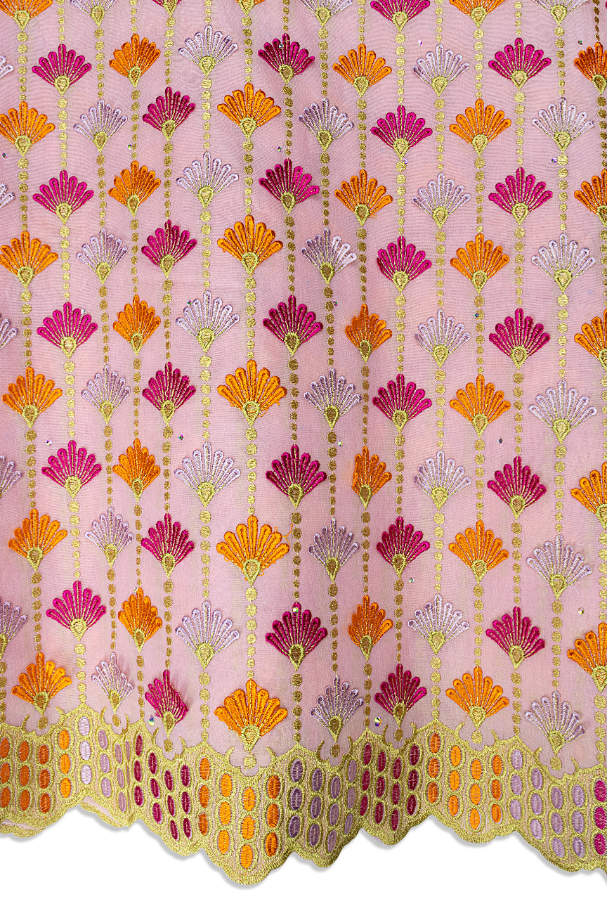 Voile Lace in Pink, Orange & Gold - VL683