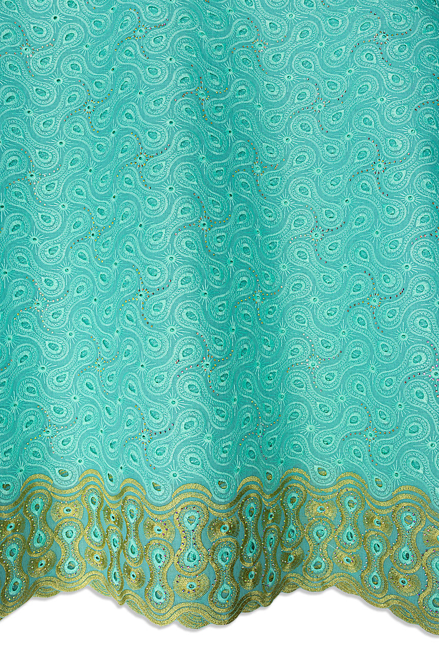 Voile Lace in Aqua & Gold - VL687