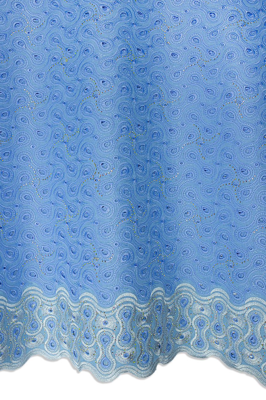 Voile Lace in Sky Blue & White  - VL6890