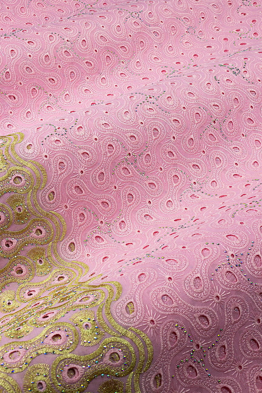 Voile Lace in Pink & Gold - VL691