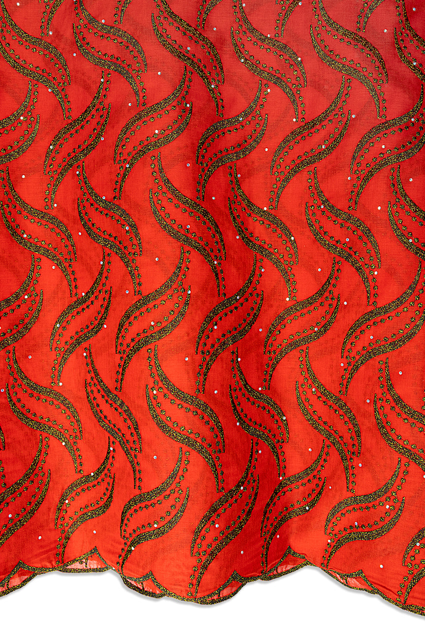 Voile Lace in Royal Red & Gold - VL654