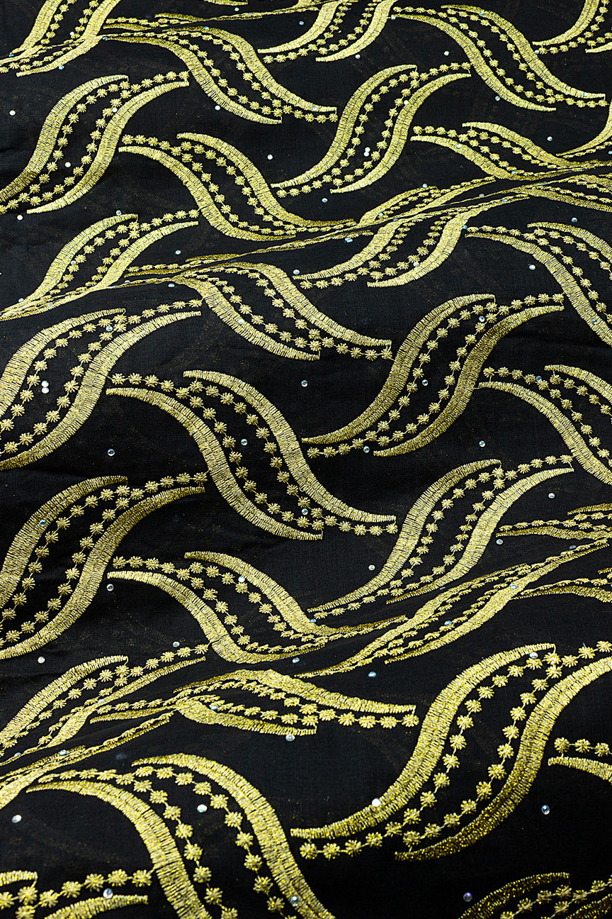 Voile Lace in Black & Gold - VL656