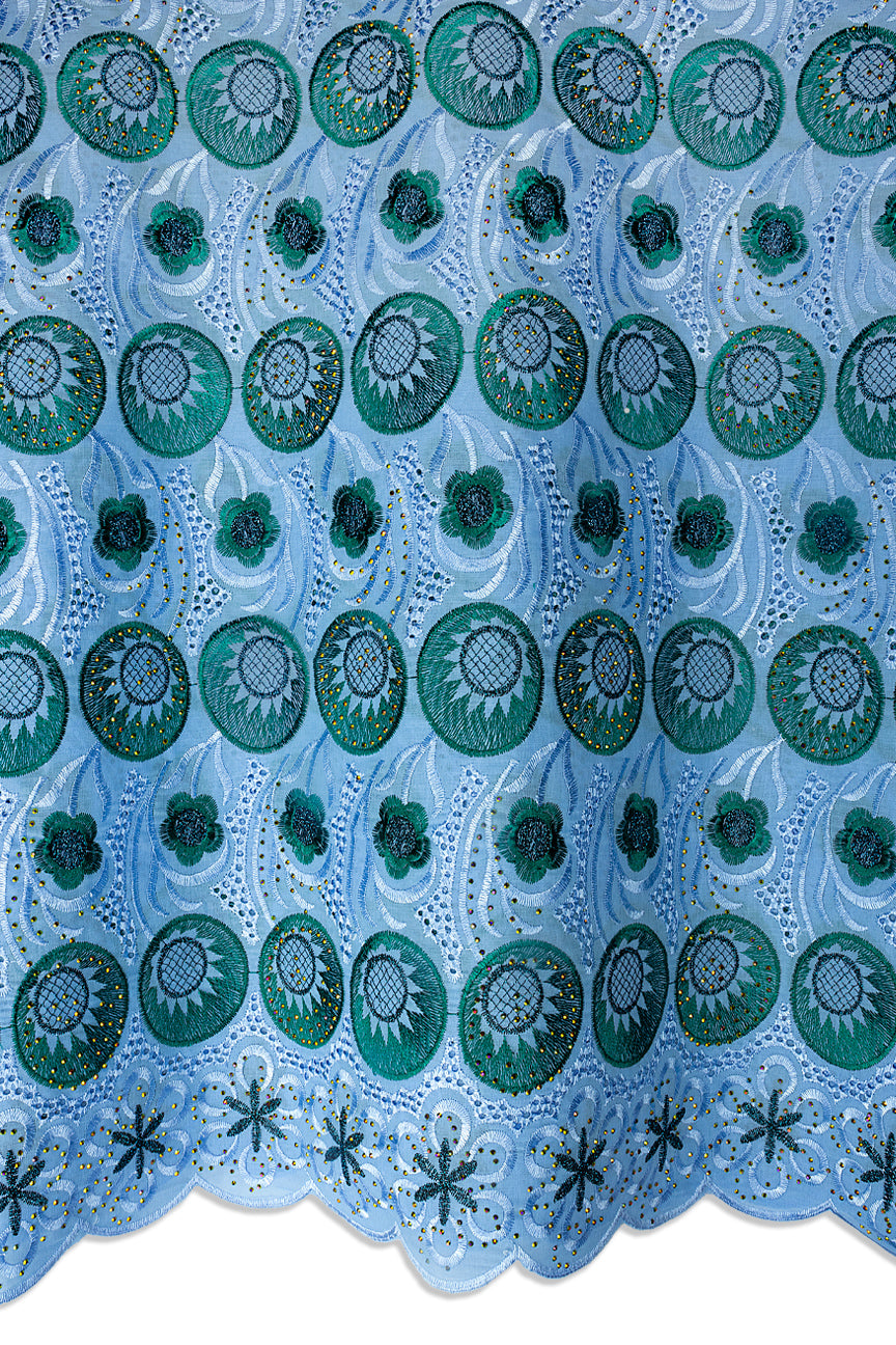 Voile Lace in Sky Blue & Teal Green- VL637