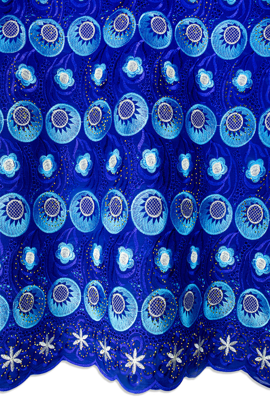 Voile Lace in Royal Blue, Turquoise Blue & Ivory - VL639