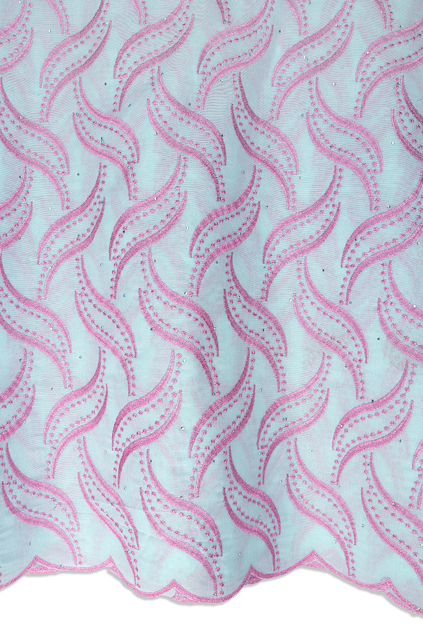 Voile Lace in White & Pink - VL659