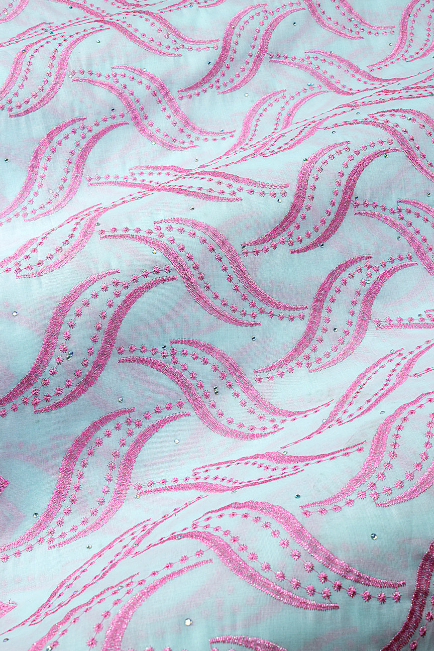 Voile Lace in White & Pink - VL659
