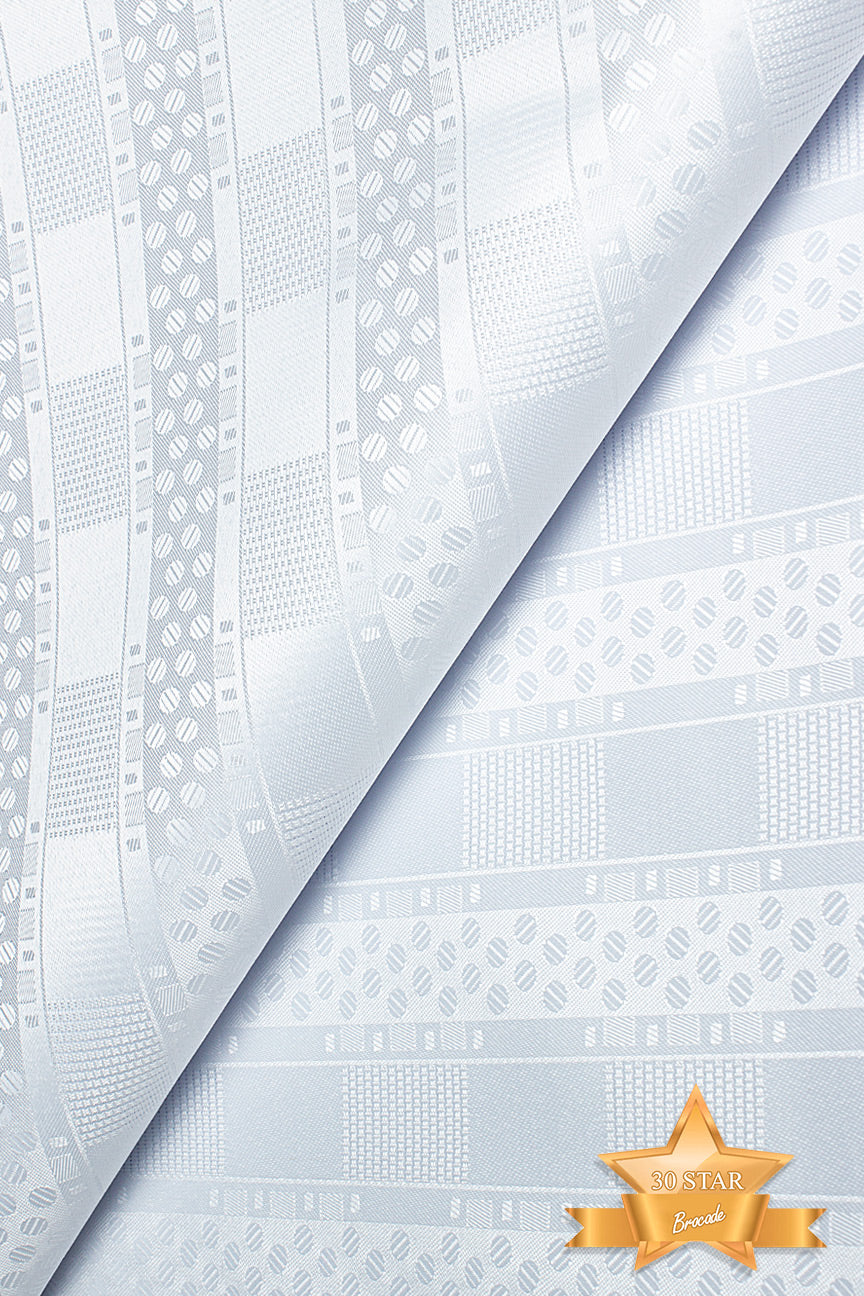 30 Star Brocade in White - STB009