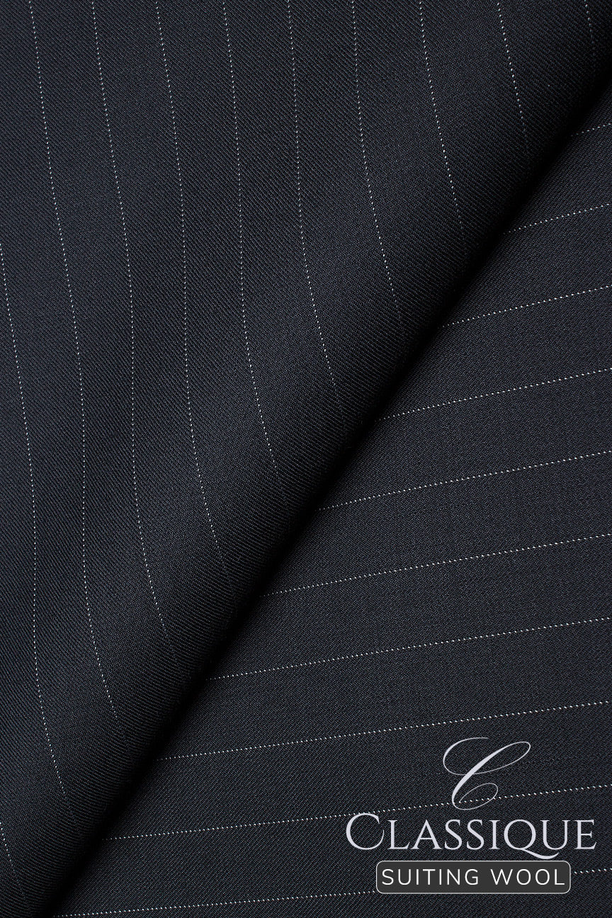 Classique Suiting Wool - 5 Yards - CSW005 - Black & White Stripes